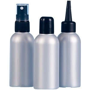 leere 80 ml Flasche in silber